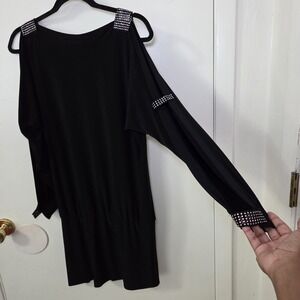 Joseph Ribkoff Black Open Sleeve Rhinestone Dress Cocktail Party Size 10